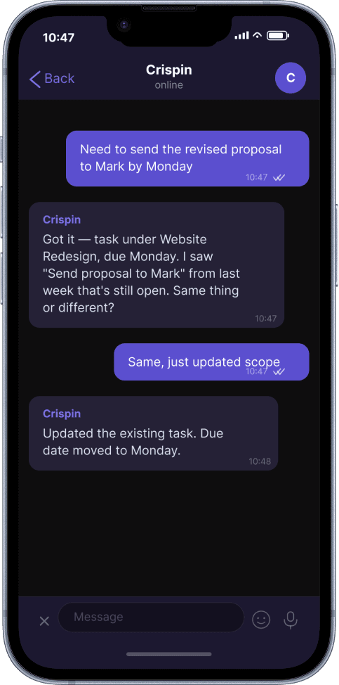 10:47am — quick capture during a meeting