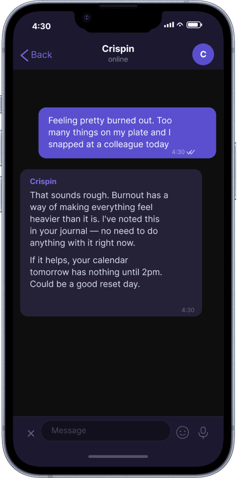 4:30pm — end of day debrief